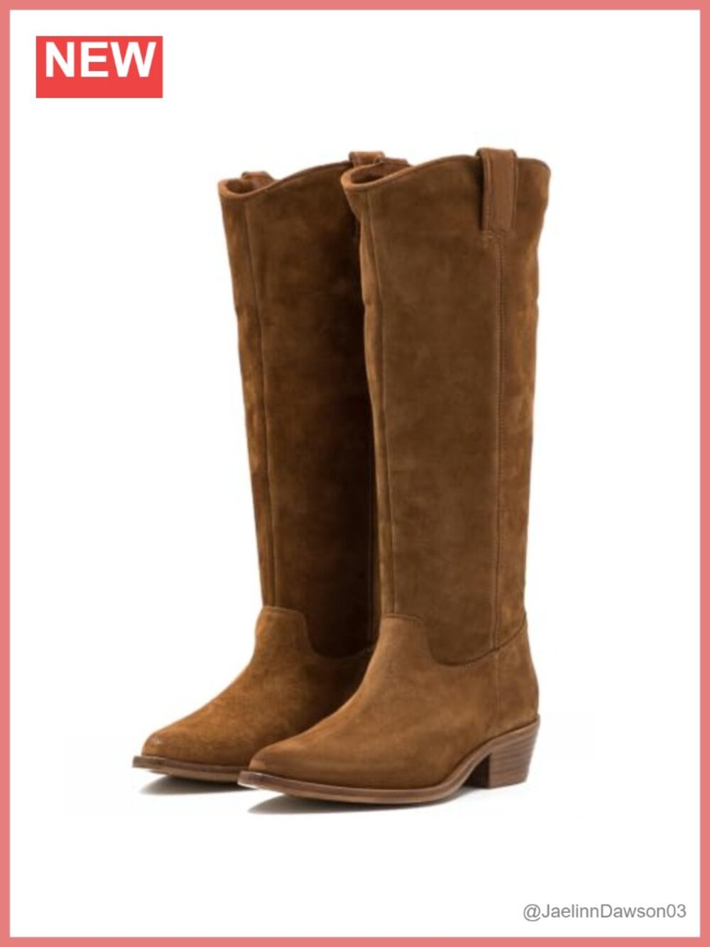 Women's Suede Slouchy Knee High Western Boots Stacked Block Heel Pull On